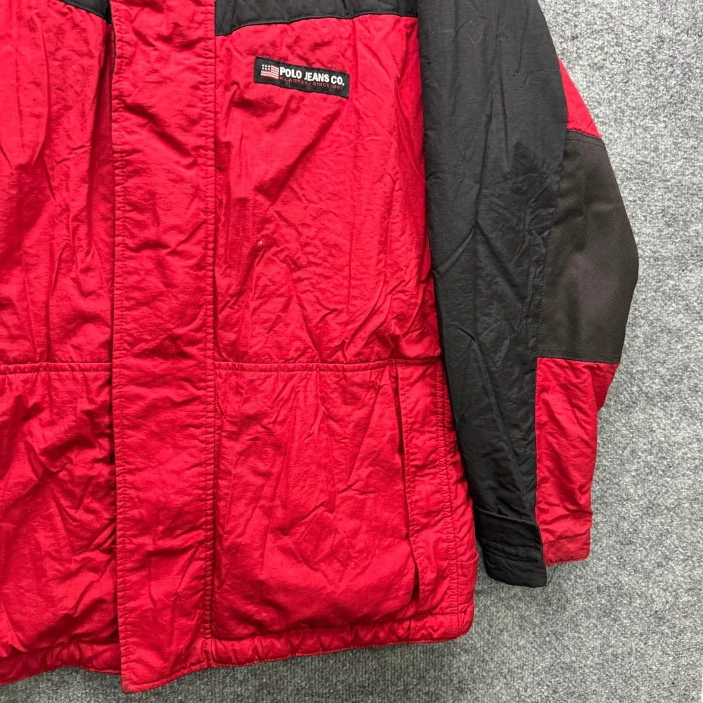Polo Jeans Co Ralph Lauren Jacket Mens‎ L Red Heavyweight Fleece Lined Outdoor